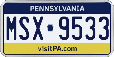 PA license plate MSX9533