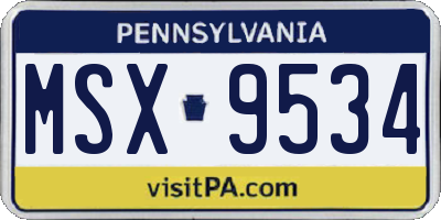 PA license plate MSX9534