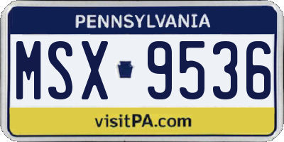 PA license plate MSX9536