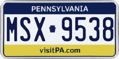 PA license plate MSX9538