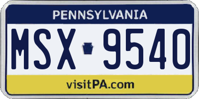 PA license plate MSX9540