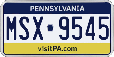 PA license plate MSX9545