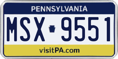 PA license plate MSX9551