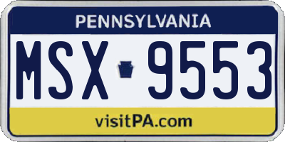 PA license plate MSX9553