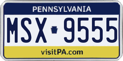 PA license plate MSX9555