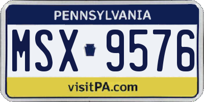 PA license plate MSX9576