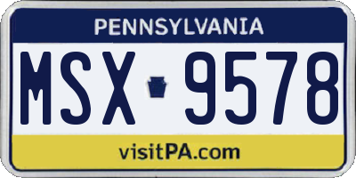 PA license plate MSX9578