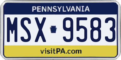 PA license plate MSX9583