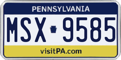 PA license plate MSX9585