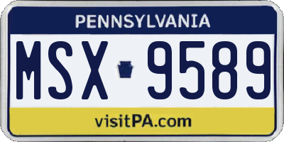 PA license plate MSX9589