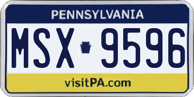 PA license plate MSX9596