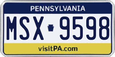 PA license plate MSX9598
