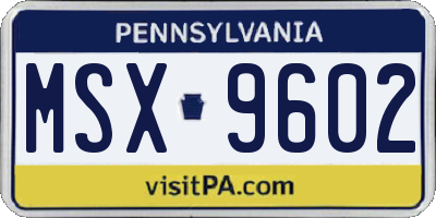 PA license plate MSX9602