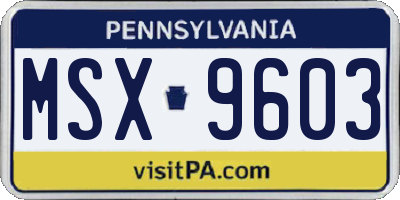 PA license plate MSX9603