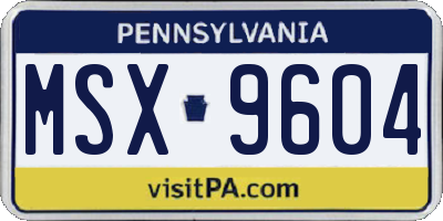 PA license plate MSX9604