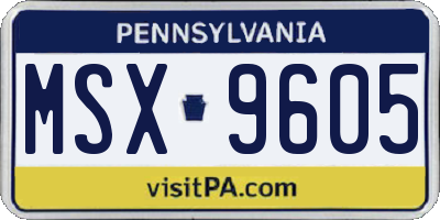 PA license plate MSX9605