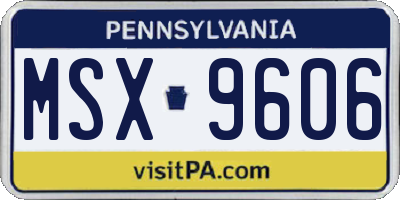 PA license plate MSX9606