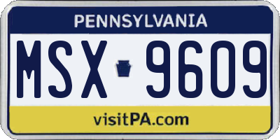 PA license plate MSX9609