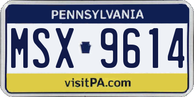 PA license plate MSX9614