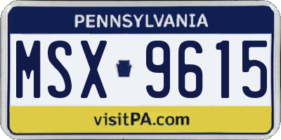 PA license plate MSX9615