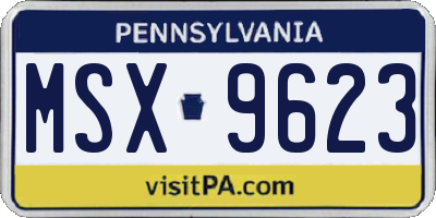PA license plate MSX9623