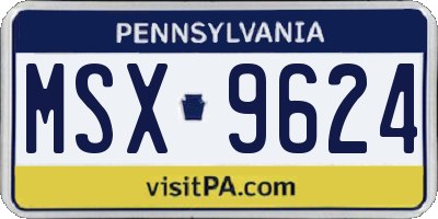PA license plate MSX9624