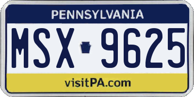 PA license plate MSX9625