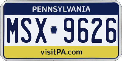 PA license plate MSX9626