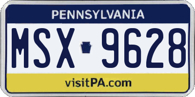 PA license plate MSX9628