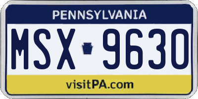 PA license plate MSX9630