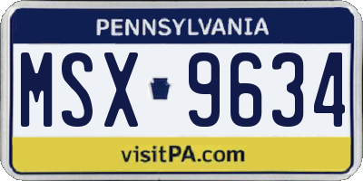 PA license plate MSX9634