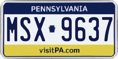 PA license plate MSX9637