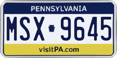 PA license plate MSX9645