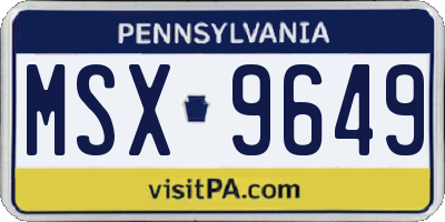 PA license plate MSX9649
