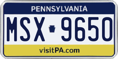 PA license plate MSX9650