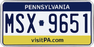 PA license plate MSX9651