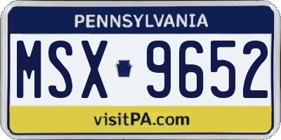 PA license plate MSX9652
