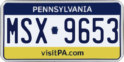 PA license plate MSX9653