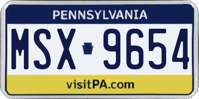 PA license plate MSX9654