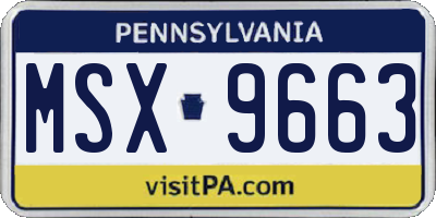 PA license plate MSX9663