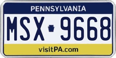 PA license plate MSX9668