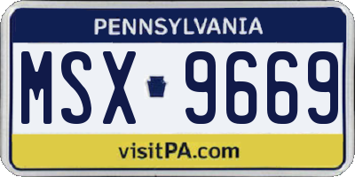 PA license plate MSX9669