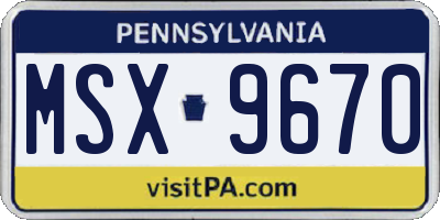 PA license plate MSX9670