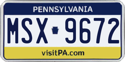 PA license plate MSX9672