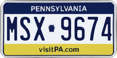 PA license plate MSX9674