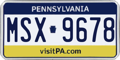 PA license plate MSX9678