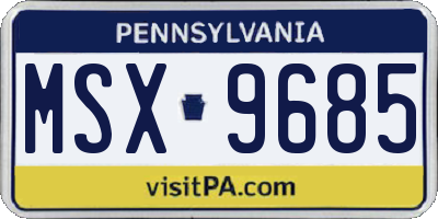 PA license plate MSX9685