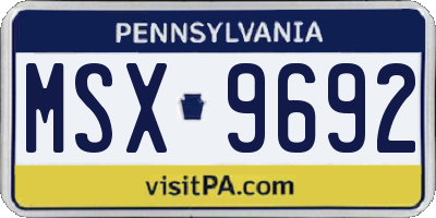 PA license plate MSX9692