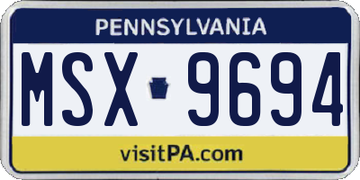 PA license plate MSX9694