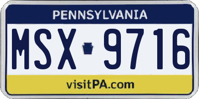 PA license plate MSX9716